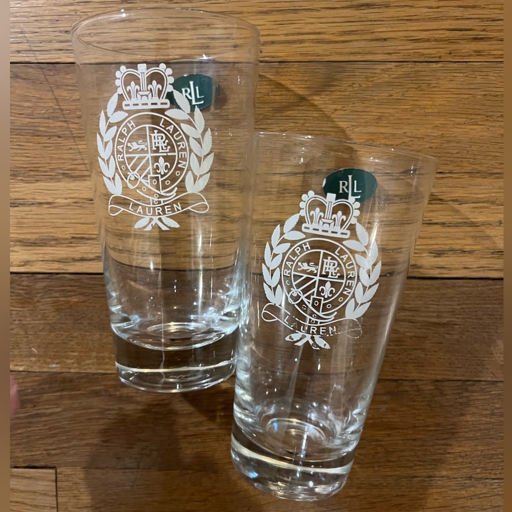 Ralph Lauren Classic Crest Logo Highball Glass, Set of 2 Barware